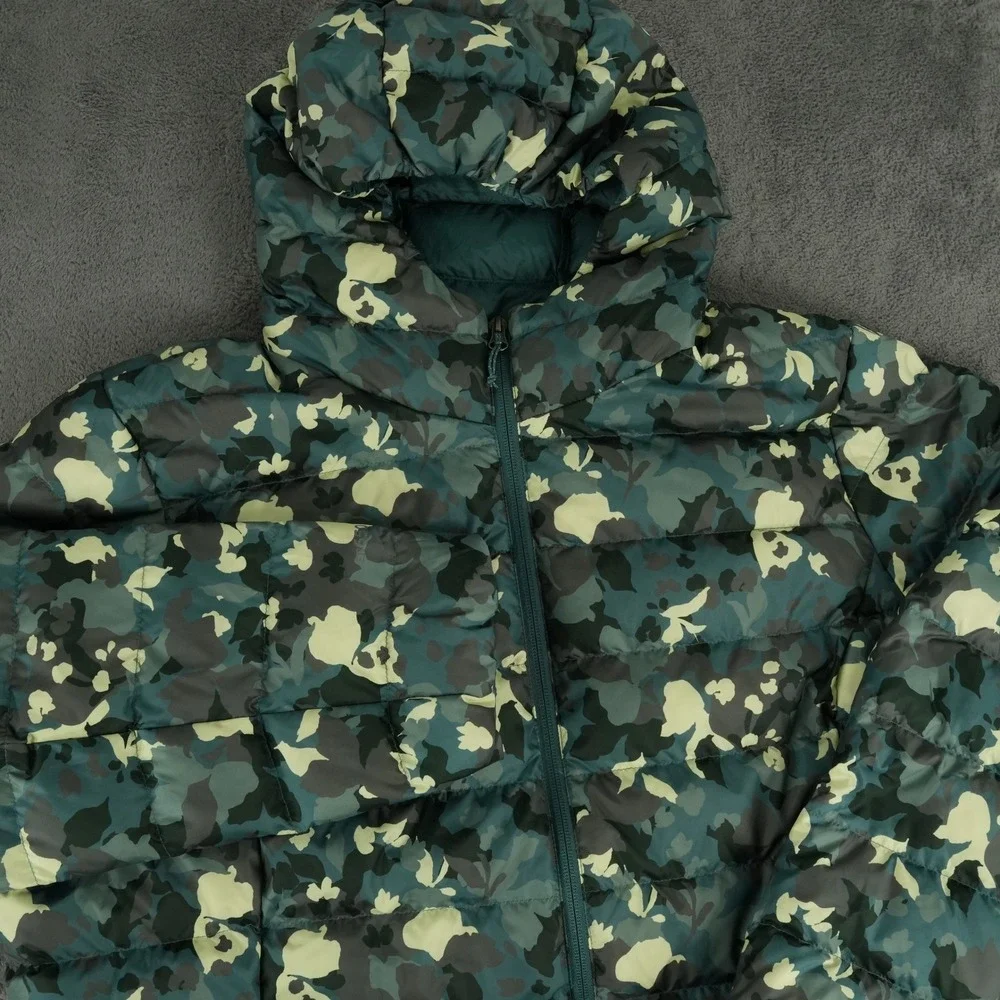 Eddie Bauer Cirruslite Jacket Womens 2XL Green Camo EB650 Puffer Down Hooded Zip